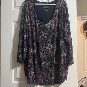 Penningtons Navy and Pink Floral Blouse
